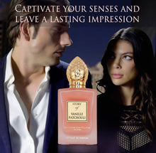 Load image into Gallery viewer, Prince Parfums Dubai - Story of Vanille Patchouli For Women - 3.4 Ounces - Extrait de Parfum - Alluring Floral Fusion of Vanilla, Patchouli &amp; Tonka Bean - Scent of Seductive Allure &amp; Timeless Elegance
