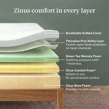 Load image into Gallery viewer, Zinus 12 Inch Full Green Tea Memory Foam Mattress [New Version], Fiberglass Free, Medium Firm Feel, Zoned Pressure Relief, Certified Safe Foams &amp; Fabric, Mattress in A Box
