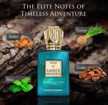 Load image into Gallery viewer, Prince Parfums Dubai - The Story of Amber Woods - 3.4 Ounces - Exquisite Men's Extrait de Parfum - Rich, Luxurious Scent of Amber, Cedar, Vetiver for the Modern Man - Depth, Warmth &amp; Mastery
