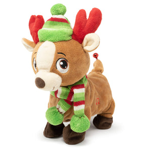 Cuddle Barn | Tooty Rudy 10" Reindeer & Jingling Santa 11” | Animated Stuffed Animal Plush Toy for Christmas