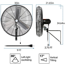 Load image into Gallery viewer, BILT HARD 9500 CFM 30 in. High Velocity Industrial Wall Fan, 3-Speed Wall Mount Oscillating Fan, Heavy Duty Air Circulator for Garage, Commercial, Warehouse, Factory, Workshops and Jobsites, 2 Pack
