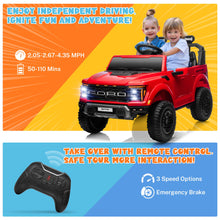 Load image into Gallery viewer, ENYOPRO Licensed Ford F-150 Raptor 24V Ride on Toys for Big Kids, 2 Seater Ride on Car for Boys &amp; Girls with Remote Control, Kids Electric Vehicle with 4 Wheels Suspension, Bluetooth (Red)
