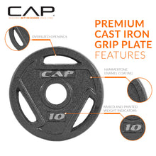 Load image into Gallery viewer, CAP Barbell 2-Inch Olympic Grip Weight Plate, 10 lb, Set of 4,Black
