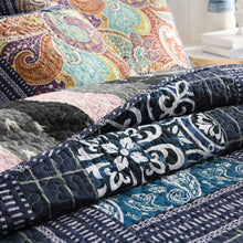 Load image into Gallery viewer, NEWLAKE Bedspread Quilt Set with Real Stitched Embroidery, Paisley Grid Pattern,Queen Size
