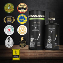 Load image into Gallery viewer, World's Best Gold Award - Laurel &amp; Flame Olympia PGI Olive Oil Extra Virgin - Polyphenol Rich (706 MG/KG) - USDA Organic - Multiple Award Winning – 60X Hydroxytyrosols - Early Harvest - Cold Pressed (500 ml/16.9 fl oz)
