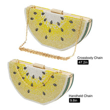 Load image into Gallery viewer, Evevictor Clutch Purse for Women, Crystal Evening Bag, Watermelon Shape Handbag, Rhinestone Money Hand Bag for Prom, Party, Date (Yellow)
