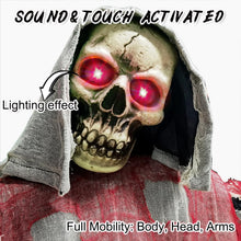 Load image into Gallery viewer, Halloween Decorations Outdoor, 6 Ft Large Animated Grim Reaper with Big Chain,Sound &amp; Touch Activated with Creepy Sound - Scary Props House Decor for Garden Yard Lawn Indoor Decoration Animatronics
