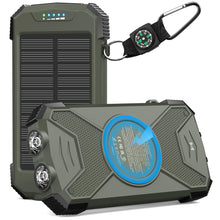 Load image into Gallery viewer, BLAVOR Solar Power Bank 10,000mAh, Portable Wireless Charger, 20W Fast Charging External Battery Pack with USB C for Cell Phones, Solar Panel Charging with Dual Flashlight for Camping
