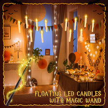Load image into Gallery viewer, Qmioti Floating Candles with Wand Timer Remote Control - 12 Pack Flickering Warm Light LED Candle, Halloween Decorations for Indoor Outdoor Home Room, Party, Birthday, Wedding (White)
