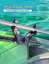 Load image into Gallery viewer, Atader Kayak Paddle Holder, Kayak Accessories for Fishing, Dual Head Kayak Track Mount Accessories, Offset Paddle Holder for Kayaking, Kayak Rail Accessories Black
