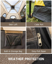 Load image into Gallery viewer, FanttikOutdoor Zeta C10 Pro Camping Tent 10 Person Instant Cabin Tent Setup in 60 Seconds with Rainfly &amp; Windproof Portable with Carry Bag for Family Camping &amp; Hiking, Khaki
