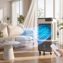 Load image into Gallery viewer, 3000CFM Swamp Cooler, 4-IN-1 Evaporative Air Conditioners With 9.2 Gal Water Tank, 4 Ice Packs, Remote, 12H Timer, 120°Oscillation, 36”Portable Cooling Fan with 3 Modes&amp;Speeds for Bedroom Indoor Room
