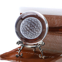Load image into Gallery viewer, H&amp;D HYALINE &amp; DORA 3D Laser Engraved Flower of Life Crystal Ball Paperweight with Stand,Chakra Healing Grid Flower Globe for Spiritual Decor Gift
