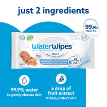 Load image into Gallery viewer, WaterWipes Sensitive+ Newborn &amp; Baby Wipes, 3-In-1 Cleans, Cares, Protects, 99.9% Water, Unscented &amp; Hypoallergenic, 240 Count (4 Packs)
