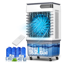 Load image into Gallery viewer, 3000CFM Swamp Cooler, 4-IN-1 Evaporative Air Conditioners With 9.2 Gal Water Tank, 4 Ice Packs, Remote, 12H Timer, 120°Oscillation, 36”Portable Cooling Fan with 3 Modes&amp;Speeds for Bedroom Indoor Room
