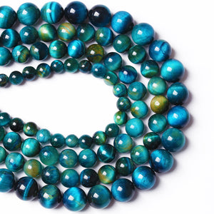 6mm 60PCS Peacock Blue Tiger Eye Stone Beads Natural Crystal Spacer Loose Beads for Jewelry Making DIY Bracelet Semi Precious 1 Strand 15 inches