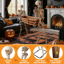 Load image into Gallery viewer, Two Skeletons Carrying Open Coffin Halloween Decorations, 5FT Poseable Arms Pallbearers with Waterproof Coffin for haunted house coffin prop, yard displays parties and large outdoor Halloween decor
