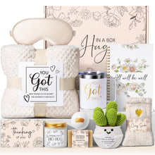 Load image into Gallery viewer, Get Well Soon Gifts Baskets for Women Self Care Gifts, Spa Care Package After Surgery Inspirational Thinking of You Sympathy Gift, Feel Better Encouragement Gift for Women Sick Friends Mom w/ Blanket
