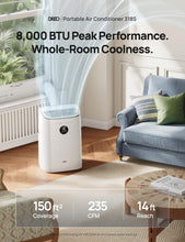Load image into Gallery viewer, DREO Portable Air Conditioner 318S, 8000 BTU ASHRAE (5000 BTU DOE) Smart AC Unit for Bedroom with Drainage-free Cooling, Fan&amp;Dehumidifier 3 in 1, APP/Voice/Remote, Quiet Standing AC for Room Indoors
