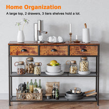 Load image into Gallery viewer, Furologee 5 Tier Bookshelf and Entryway Table Set, Adjustable Tall Bookcase with 2 Drawers, 38&#39;&#39; Console Sofa Table with 3 Fabric Drawers
