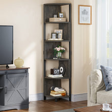 Load image into Gallery viewer, YITAHOME 6-Tier Corner Shelf, 68.8" Tall Industrial Free Standing Corner Bookshelf, 6 Shelf Display Corner Bookcase Open Small Book Shelves for Bedroom, Living Room, Small Space, Charcoal Gray + Black
