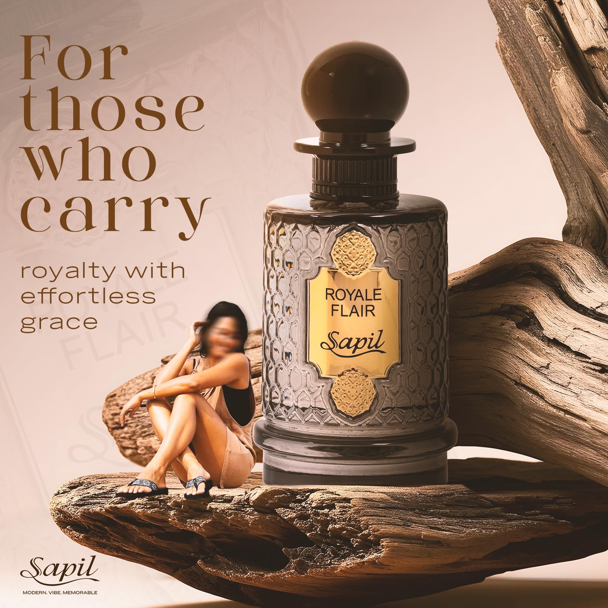 Load image into Gallery viewer, Sapil Royale Flair Eau de Parfum – Long Lasting Unisex Spicy Oud Perfume | Saffron, Amber & Oud Notes | Bold Luxurious Signature Fragrance | 3.4 oz / 100ml
