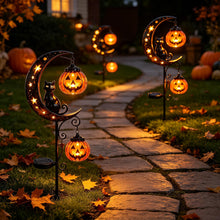 Load image into Gallery viewer, Halloween Solar Lights, Halloween Black Cat Pumpkin Moon Garden Stake Light
