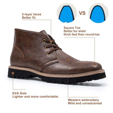 Load image into Gallery viewer, WINBIRD Brown Chukka Boots Men's Lightweight Square Toe Lace Up Desert Ankle Boots Causal Dress Boots for Men Western Cowboy Boots with Memry Foam Y6088-CF-7.5
