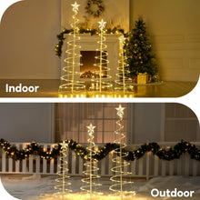 Load image into Gallery viewer, JOIEDOMI 3 Pack Spiral Christmas Tree Lights, 218 LED Outdoor Lighted Tree with Star Topper &amp; Stakes, Christmas Decorations for Yard Porch Patio Garden Holiday Xmas Eve Night Décor, Warm White
