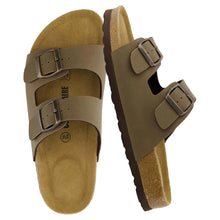 Load image into Gallery viewer, CUSHIONAIRE Lane Cork Footbed Sandals for Women – Comfortable Double Buckle Slip-On with Genuine Suede Footbed &amp; Arch Support Slides for Women Footwear, BROWN 8
