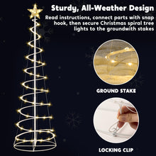 Load image into Gallery viewer, JOIEDOMI 3 Pack Spiral Christmas Tree Lights, 218 LED Outdoor Lighted Tree with Star Topper &amp; Stakes, Christmas Decorations for Yard Porch Patio Garden Holiday Xmas Eve Night Décor, Warm White
