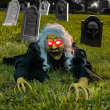Load image into Gallery viewer, Hourleey Halloween Outdoor Decorations, Animated Zombie Groundbreaker Climbing Prop with Lighted Eyes and Scary Sound, Halloween Decor for Graveyard Haunted House Indoor Lawn Yard
