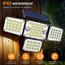 Load image into Gallery viewer, FAXBOX Solar Lights Outdoor 336 LED, Motion Sensor Security Wall Light with Remote, Split 4-Head Adjustable Design, 2400mAh Battery, Waterproof IP65 Garage, Driveway, Garden, Courtyard Lighting（2Pack
