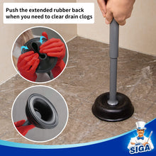 Load image into Gallery viewer, MR.SIGA Toilet Plunger with Holder, Heavy Duty Plunger with Sturdy Handle for Toilet Cleaning, Gray
