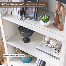 Load image into Gallery viewer, JXQTLINGMU 70" Farmhouse 5-Tier Storage Bookshelf-Bookcase with Adjustable Shelves &amp; Barn Door, Kitchen Pantry Bathroom Organizer, Storage Cabinet for Living Room, Dining Room (White)
