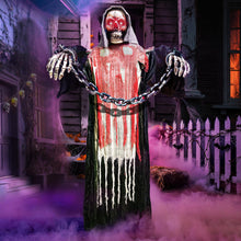Load image into Gallery viewer, Halloween Decorations Outdoor, 6 Ft Large Animated Grim Reaper with Big Chain,Sound &amp; Touch Activated with Creepy Sound - Scary Props House Decor for Garden Yard Lawn Indoor Decoration Animatronics
