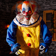 Load image into Gallery viewer, Halloween Animatronic 6ft Killer Clown Decorations, 72inch Animated Clown with Motion Activation, Creepy Sound, Scary Move, Light Up Eyes, Haunted House Spooky Horror Prop for Indoor, Outdoor, Yard
