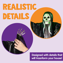 Load image into Gallery viewer, JOYIN 3 Pack Hanging Halloween Skeleton Ghosts Decorations, Grim Reapers for Best Halloween Outdoor Decorations
