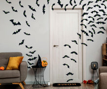 Load image into Gallery viewer, Halloween Decorations Indoor - Bats Halloween Decorations Plastic Spooky Scary 3D Bats for Halloween Party Bathroom Kitchen Home Room Outdoor Wall Glow Eyes Bats Stickers Gothic Decor 56 Pcs
