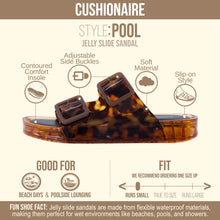 Load image into Gallery viewer, CUSHIONAIRE Pool Slides for Women Waterproof Double Buckle Adjustable Slip-On Womens Sandals for Beach Shower Casual Wear, TORTIE 10
