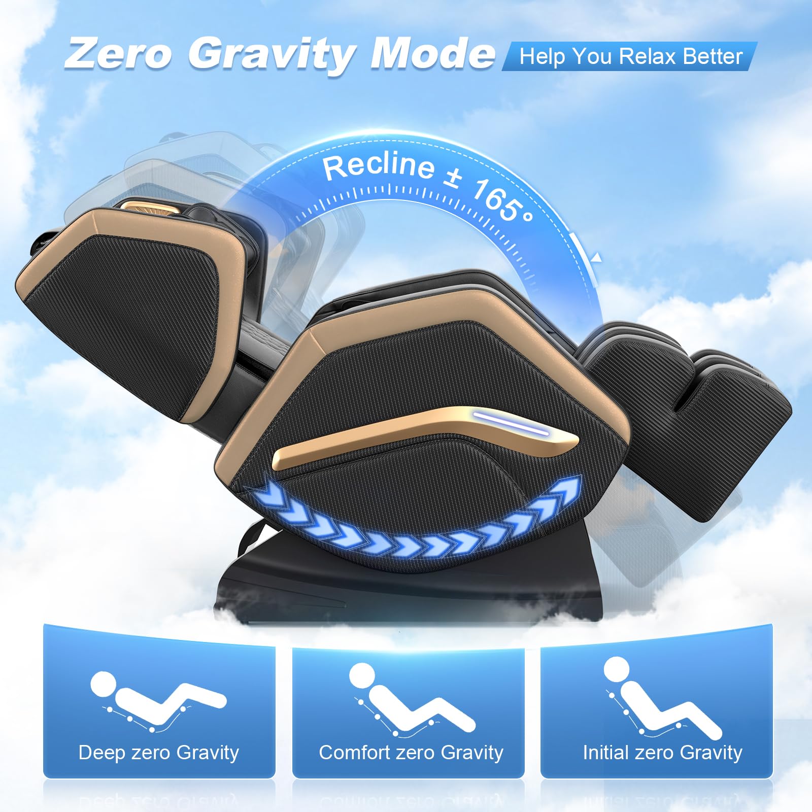 Load image into Gallery viewer, NAGLIFOR Massage Chair Full Body, Zero Gravity Massage Chair 2026 for Back Fatigue with 10 Fixed Rollers, Heating, Airbags, Phone Controller, Bluetooth Speaker, Nightlights for Living Room, Bedroom