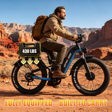 Load image into Gallery viewer, E·Bycco 9000W Peak Dual Motor E-Bike for Adults, 52V 30AH, 55M P H Top Speed, 100 Miles Long Range, Full Suspension, Hydraulic Brake, 26 Inch Fat Tire Electric Bike (V9 Blue with Cycling Bag)
