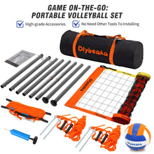 Load image into Gallery viewer, Professional Volleyball Net Set for Backyard Beach,Outdoor Height Adjustable Volleyball Net System with Heavy Duty Poles, Durable Net, PU Volleyball &amp; Pump, Carry Bag
