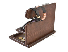 Load image into Gallery viewer, TESLYAR Wood Phone Docking Station for Men - Desk or Nightstand Organizer - Birthday Gifts for Husband or Dad - Anniversary Idea from Wife - Key Holder, Stand Wallet, Watch &amp; Essentials (Brown)

