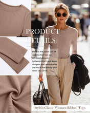 Load image into Gallery viewer, Neer 4 Pack Women's Ribbed Long Sleeve Shirts Cotton Basic Tops M 4Color
