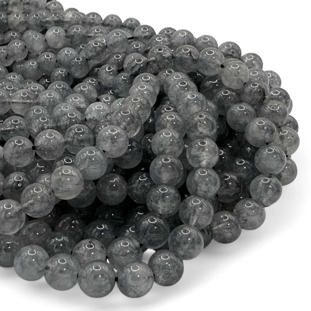 ABCGEMS Brazilian Smoky Elestial Quartz Beads (Mystical Layers & Natural Smoky Glow) Healing Energy Jewelry Making Smooth Round 8mm