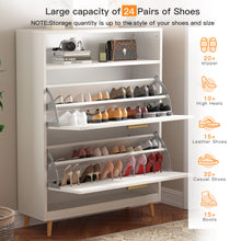 Load image into Gallery viewer, EnHomee Shoe Cabinet with 2 Flip Drawers, Shoe Storage Cabinet, Shoe Cabinet Storage for Entryway, Hidden Shoe Organizer, Size up to Men's 13 Hidden Shoe Cabinet, Narrow Shoe Cabinet with Doors White
