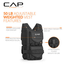 Load image into Gallery viewer, CAP Barbell Adjustable Weighted Vest, 50 lb, Black
