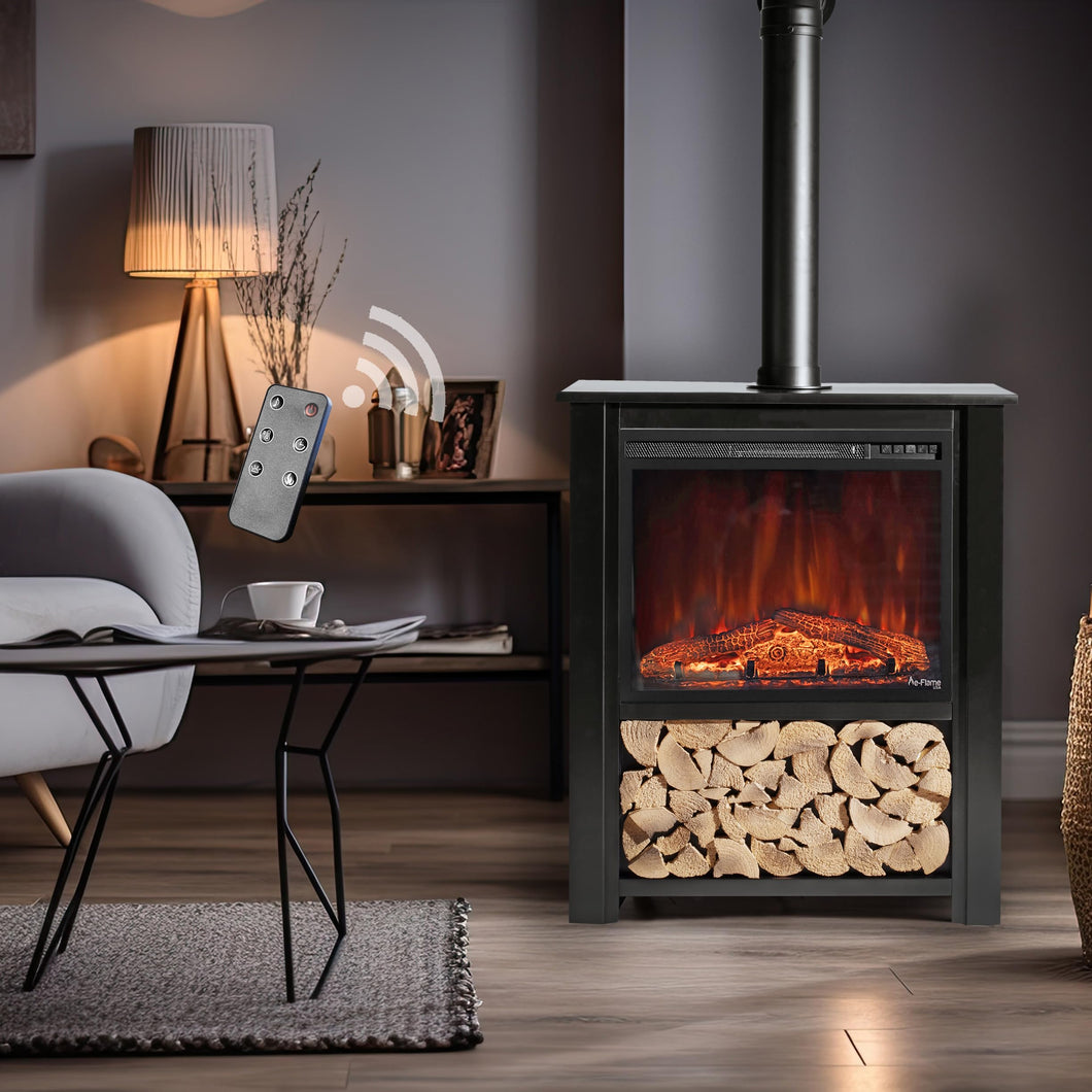 Innsbruck Electric LED Fireplace Stove - Décor Chimney Flue and Wood - 32