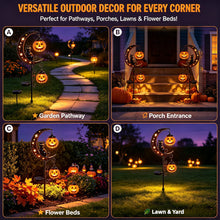 Load image into Gallery viewer, Halloween Solar Lights, Halloween Black Cat Pumpkin Moon Garden Stake Light
